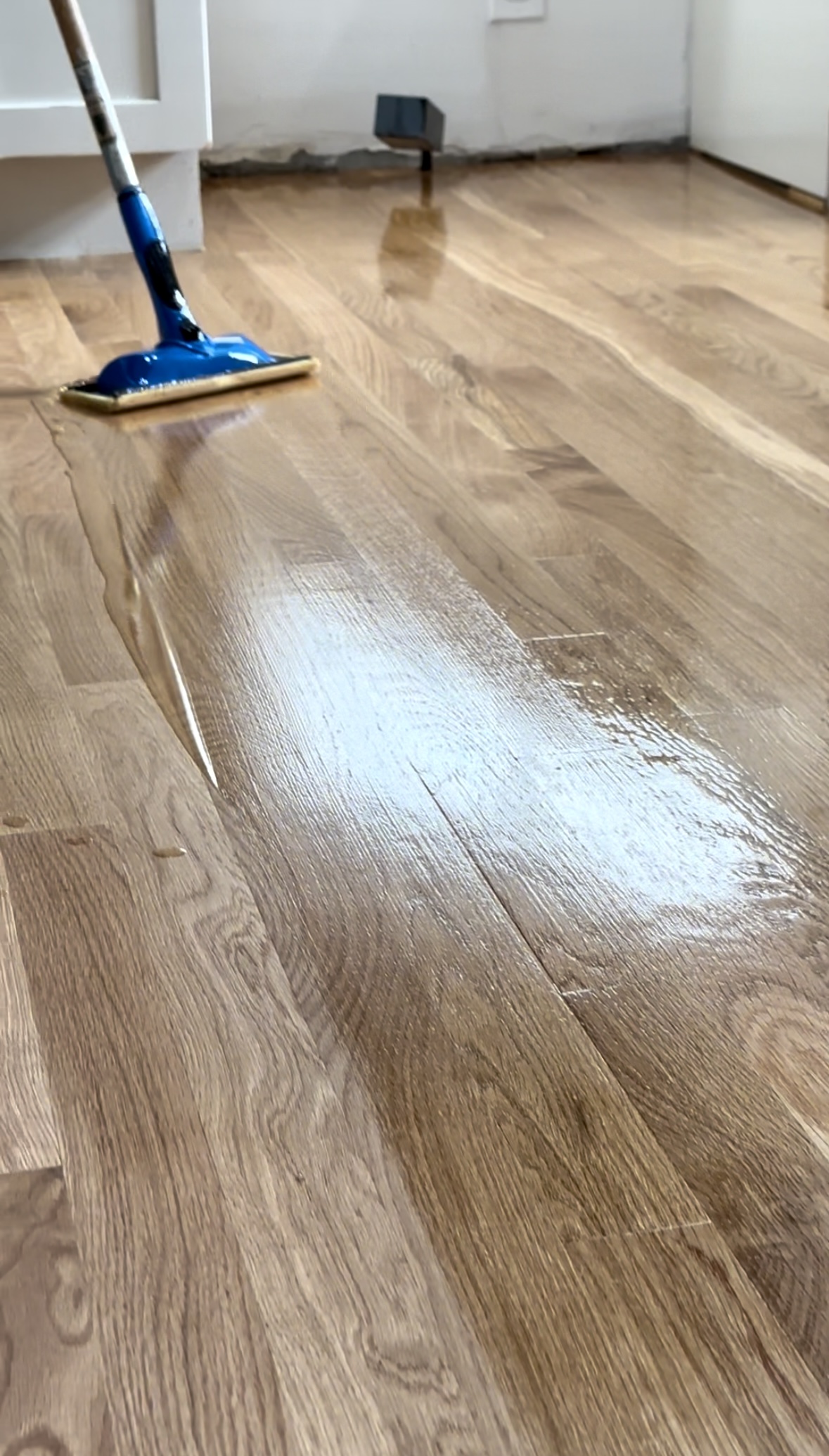 Polyurethane applied to hardwood floors